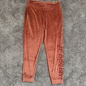 PINK Victoria's Secret VS Velour Skinny Joggers Burnt Orange Size Medium NWT